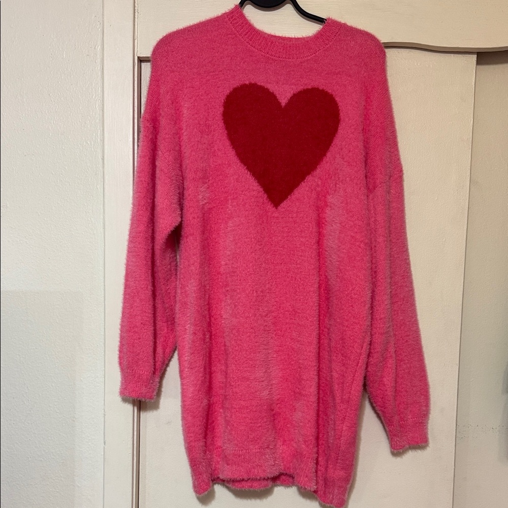 Cozy Pink Heart Sweater